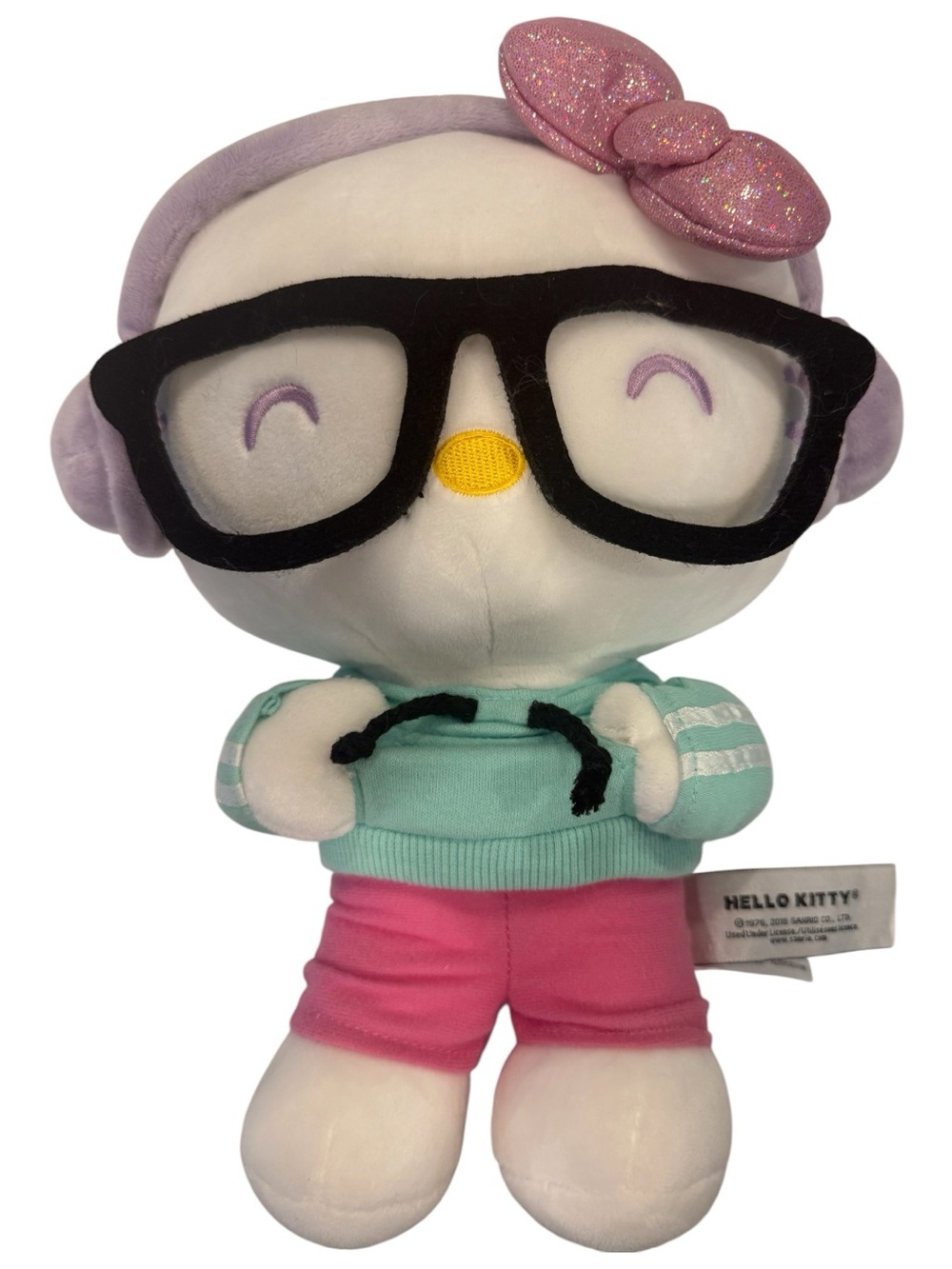 Hello Kitty Plush Toy in White, Pink & Mint with Headphones